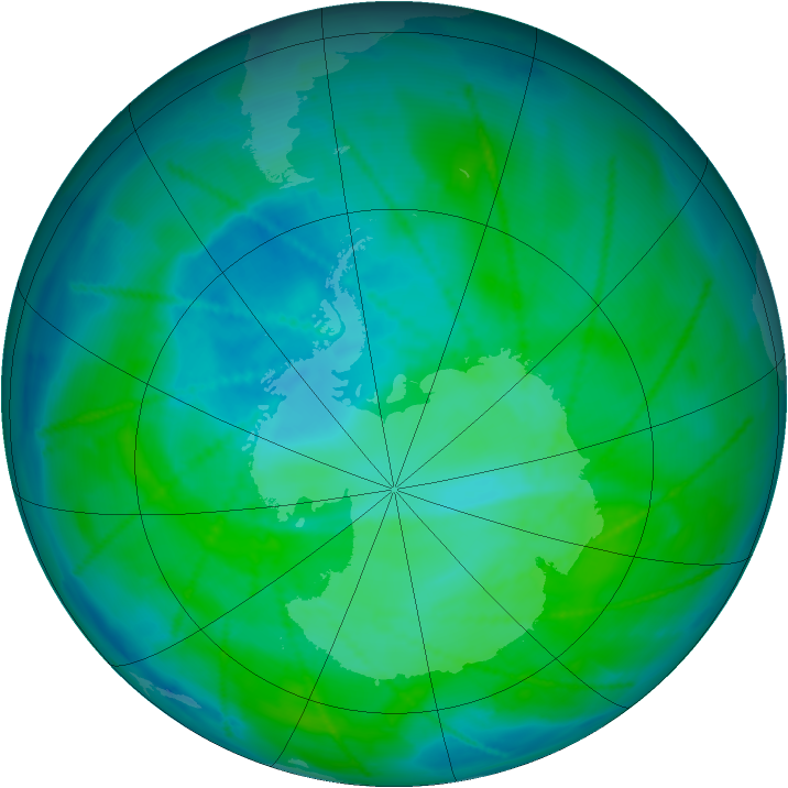 Antarctic ozone map for 26 December 2010